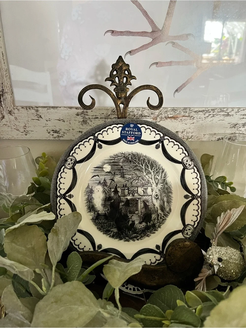NWT Royal Stafford Halloween Coven Salad Plate Witches Ghost Black Cat